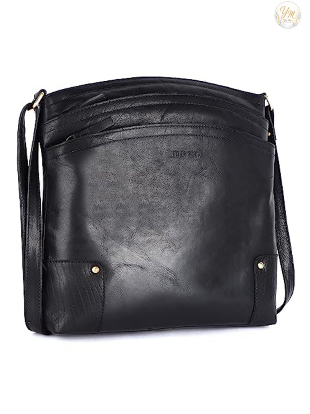 Genuine Leather Crossbody Bag Large Triple Zip Sling Shoulder Purse
